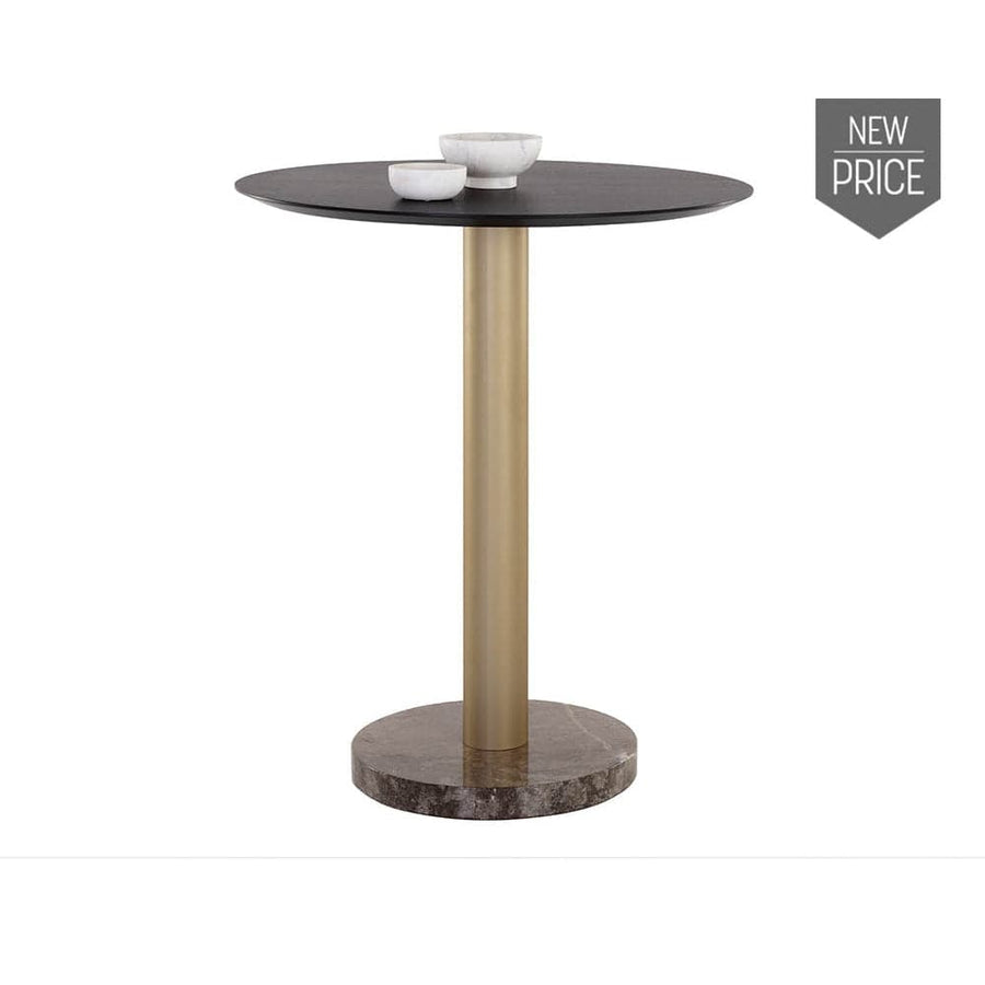 Monaco Bar Table - Gold - Grey Marble / Charcoal Grey-Sunpan-SUNPAN-108669-Outdoor Bar Tables-1-France and Son