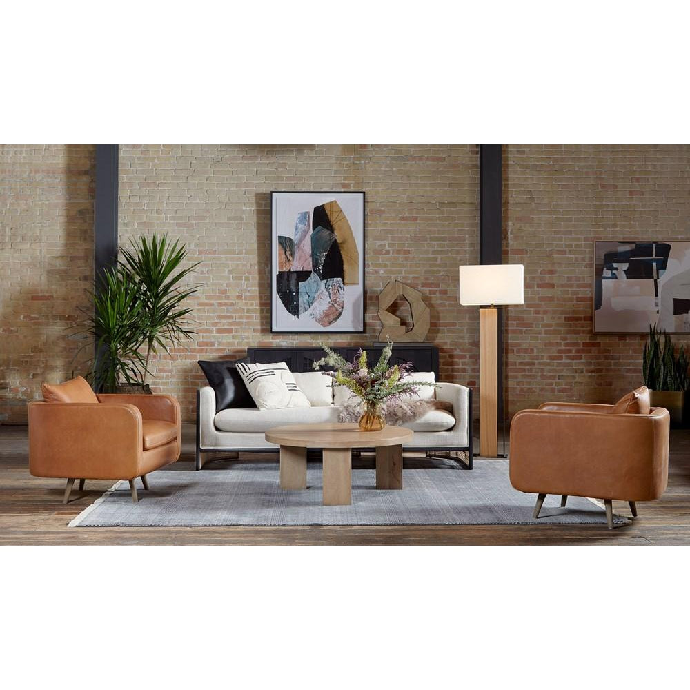 Kaya Swivel Chair-Four Hands-FH-108738-001-Lounge ChairsSavile Flax Fabric-3-France and Son