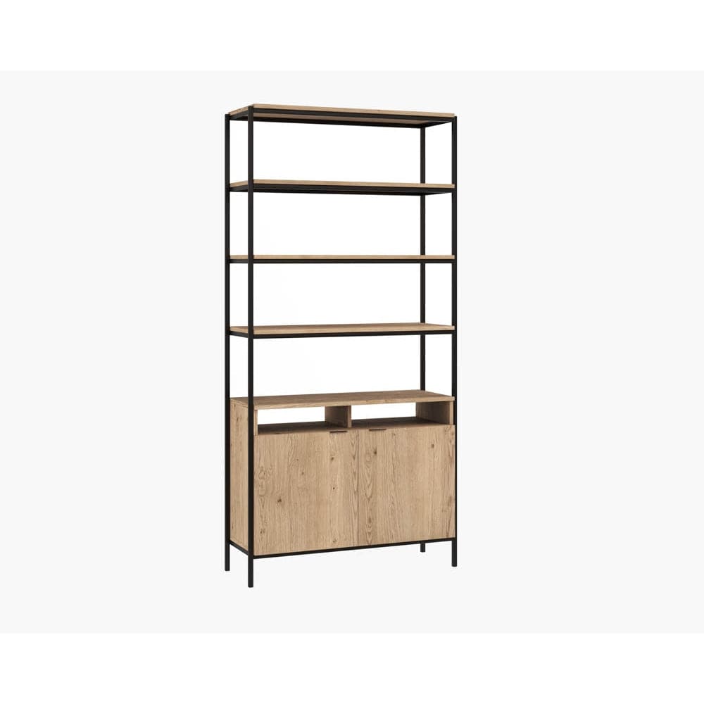 Ambrose Modular Bookcase - Large-Sunpan-SUNPAN-108794-Bookcases & CabinetsRustic Oak - Black-4-France and Son