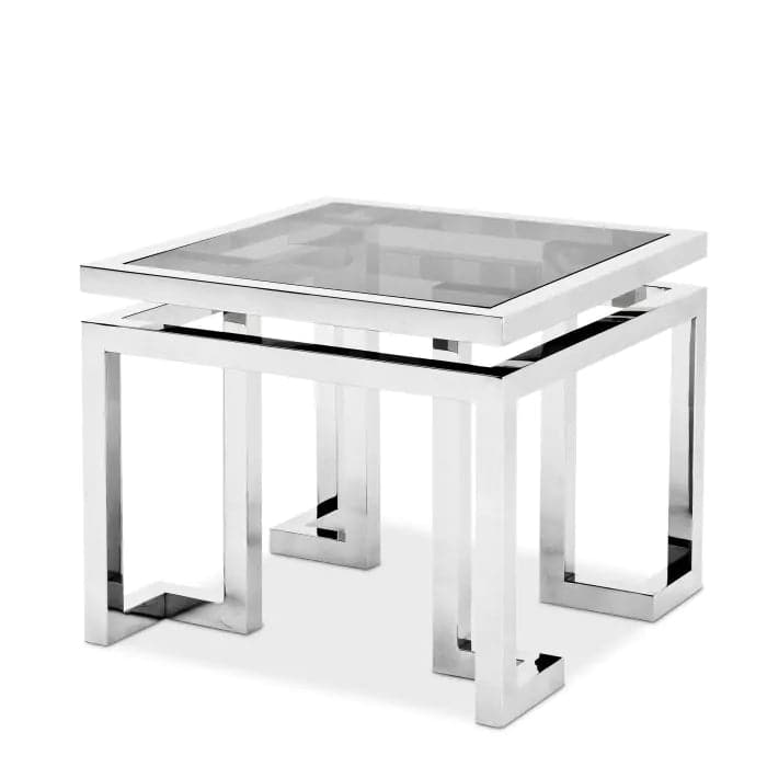 Side Table Palmer-Eichholtz-EICHHOLTZ-108983-Side TablesPolished Stainless Steel / Smoke Glass-2-France and Son