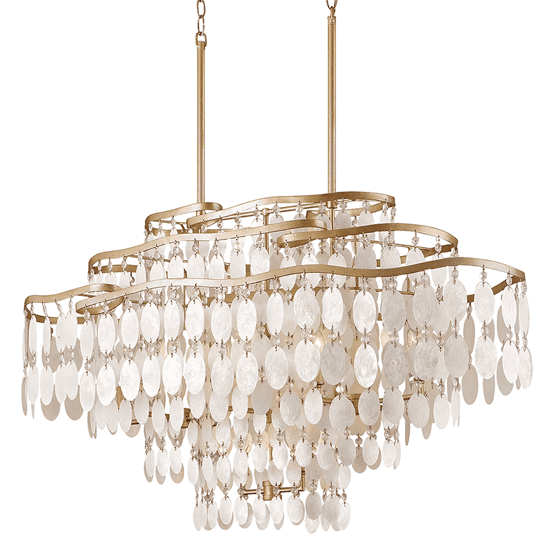 Dolce 12Lt Linear Chandelier Champagne Leaf-Corbett Lighting-CORBETT-109-512-Chandeliers-1-France and Son