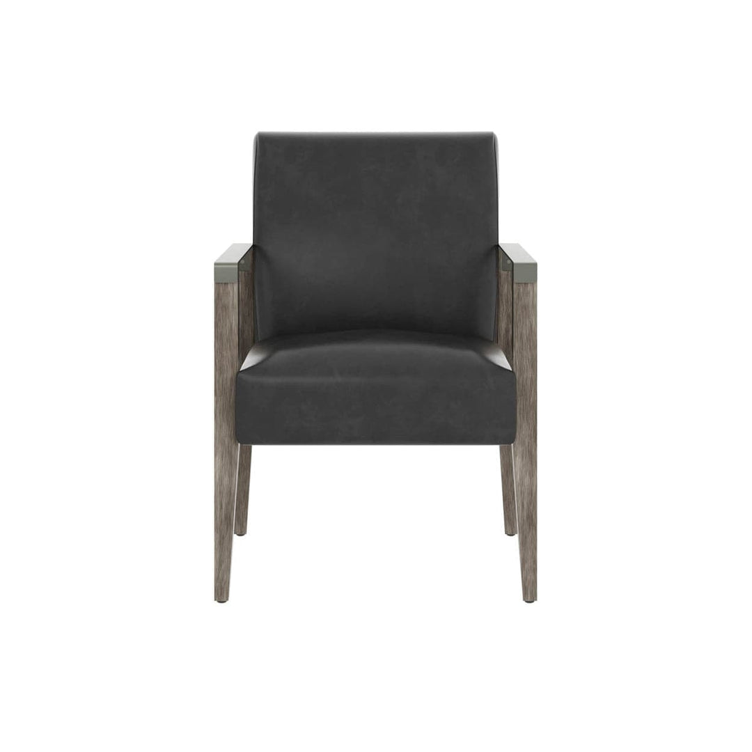 Earl Dining Armchair - Ash Grey - Brentwood Charcoal Leather-Sunpan-SUNPAN-109092-Dining Chairs-3-France and Son