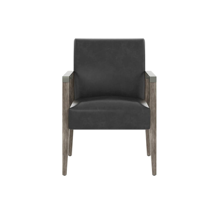 Earl Dining Armchair - Ash Grey - Brentwood Charcoal Leather-Sunpan-SUNPAN-109092-Dining Chairs-3-France and Son
