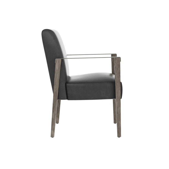 Earl Dining Armchair - Ash Grey - Brentwood Charcoal Leather-Sunpan-SUNPAN-109092-Dining Chairs-4-France and Son