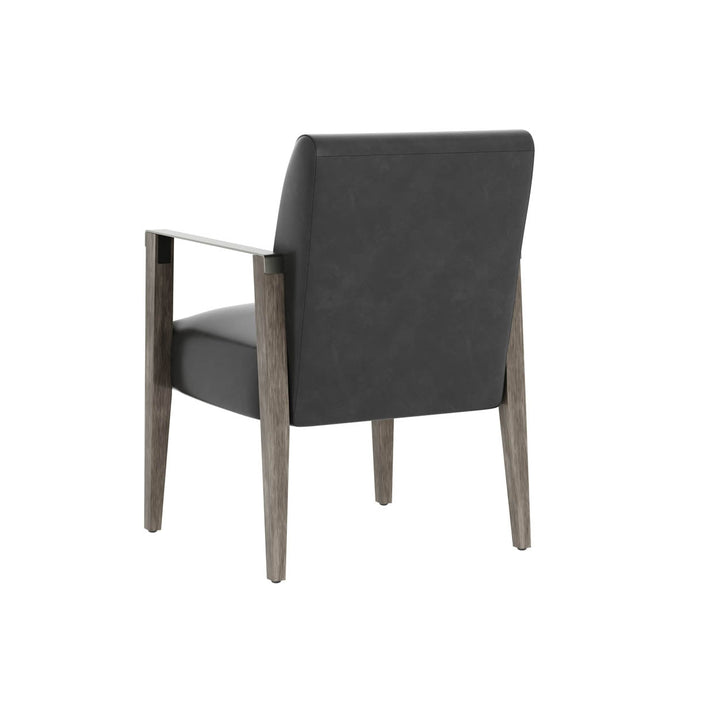 Earl Dining Armchair - Ash Grey - Brentwood Charcoal Leather-Sunpan-SUNPAN-109092-Dining Chairs-5-France and Son