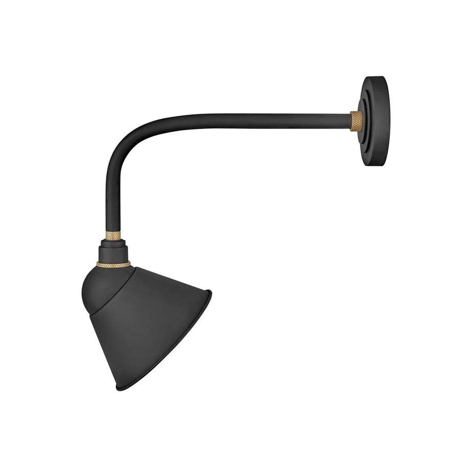 Outdoor Foundry Sign Light - Medium Straight Arm Barn Light-Hinkley Lighting-HINKLEY-10918TK-Outdoor Wall SconcesTextured Black with Brass accents-1-France and Son