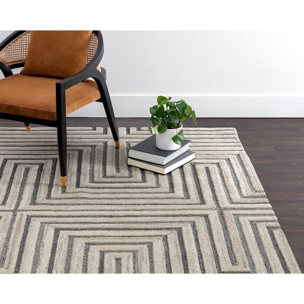 Oslow Hand - Tufted Rug - Beige / Grey - 8'' x 10''-Sunpan-SUNPAN-109370-Rugs-2-France and Son