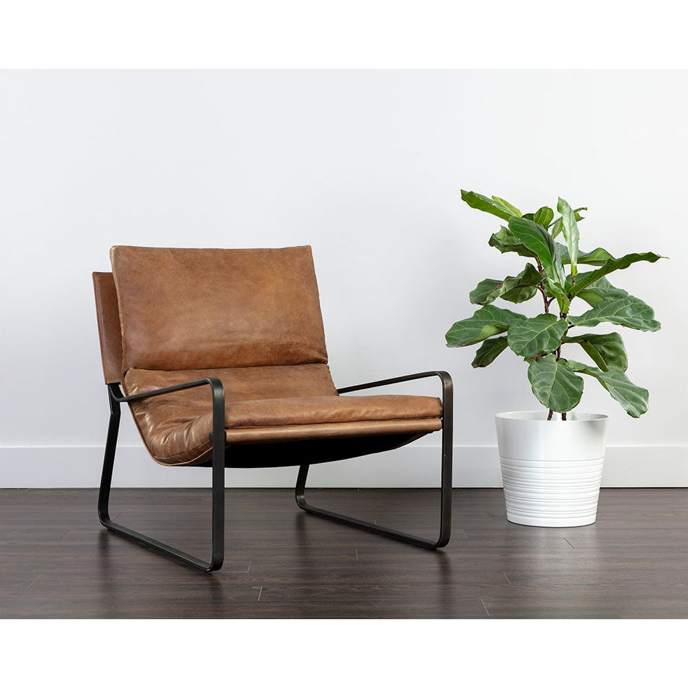 Zancor Lounge Chair - Tan Leather-Sunpan-SUNPAN-109559-Lounge Chairs-2-France and Son