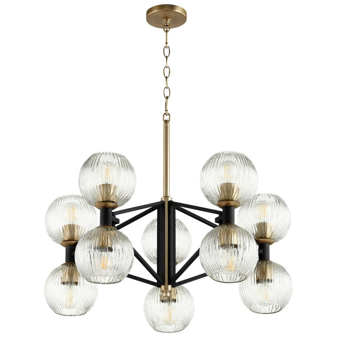 Helios Chandelier | Black & Aged Brass - Small-Cyan Design-CYAN-10965-Chandeliers-1-France and Son