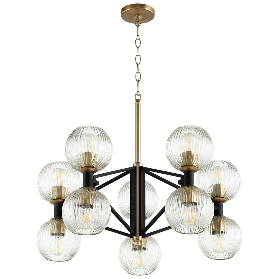 Helios Chandelier | Black & Aged Brass - Small-Cyan Design-CYAN-10965-Chandeliers-1-France and Son