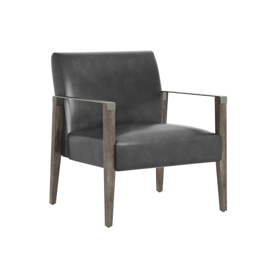 Earl Lounge Chair - Ash Grey - Brentwood Charcoal Leather-Sunpan-SUNPAN-109856-Lounge Chairs-1-France and Son