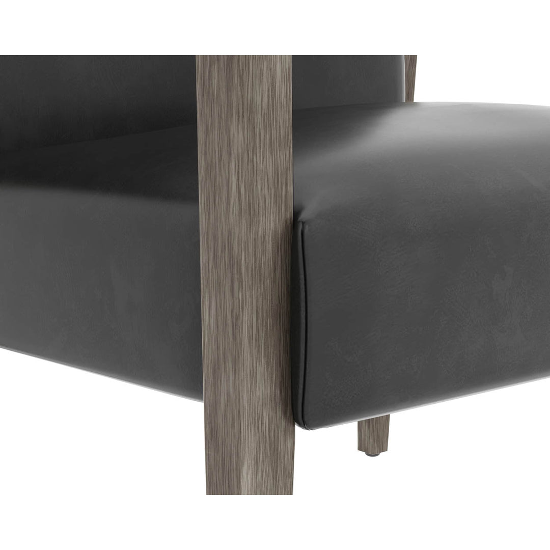 Earl Lounge Chair - Ash Grey - Brentwood Charcoal Leather-Sunpan-SUNPAN-109856-Lounge Chairs-4-France and Son