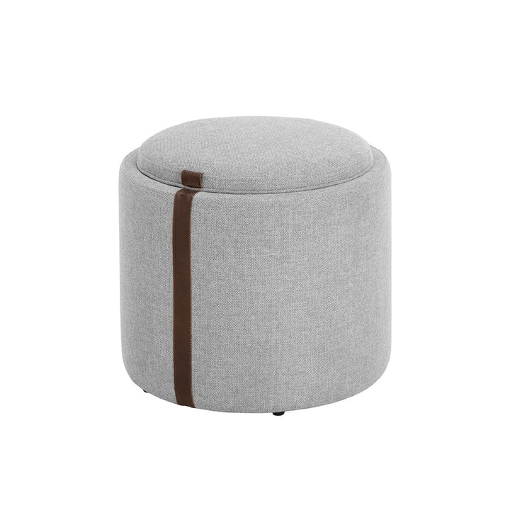 Borelli Storage Ottoman-Sunpan-SUNPAN-109906-Stools & OttomansBelfast Heather Grey 41 / Autumn Chestnut-3-France and Son