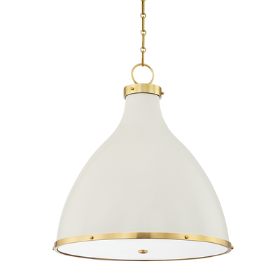 Painted No. 3 3 Light Large Pendant-Hudson Valley-HVL-MDS362-AGB/OW-PendantsAged Brass/Off White-2-France and Son