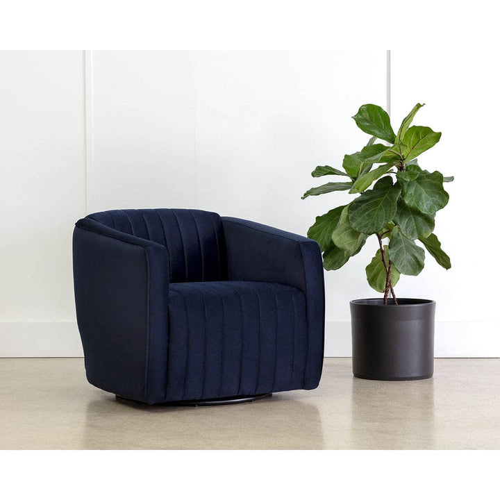 Garrison Swivel Lounge Chair - Abbington Navy-Sunpan-SUNPAN-110185-Lounge Chairs-2-France and Son