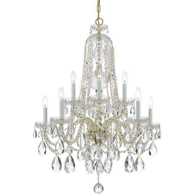Traditional Crystal 10 Light Chandelier-Crystorama Lighting Company-CRYSTO-1110-PB-CL-MWP-ChandeliersBrass-Clear Crystal-1-France and Son