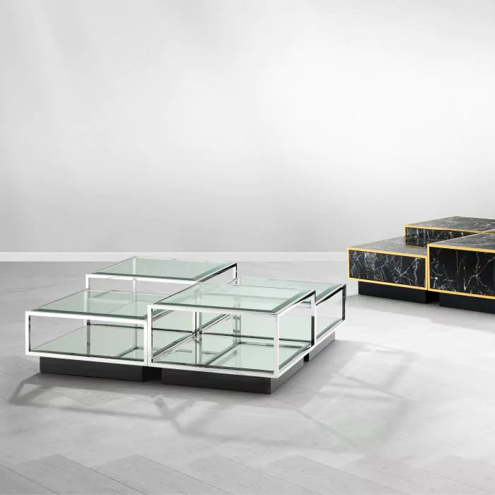 Coffee Table Tortona Polished Stainless Steel S/4-Eichholtz-EICHHOLTZ-111074-Coffee Tables-3-France and Son
