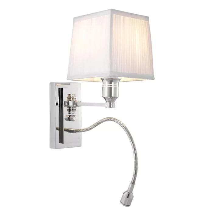Wall Lamp Ellington nickel incl white shade UL-Eichholtz-EICHHOLTZ-111622UL-Wall Lighting-1-France and Son