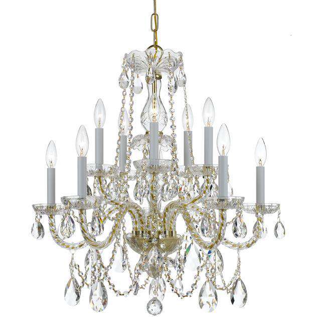 Traditional Crystal 10 Light Chandelier-Crystorama Lighting Company-CRYSTO-1130-PB-CL-MWP-ChandeliersBrass-Clear Crystal-1-France and Son