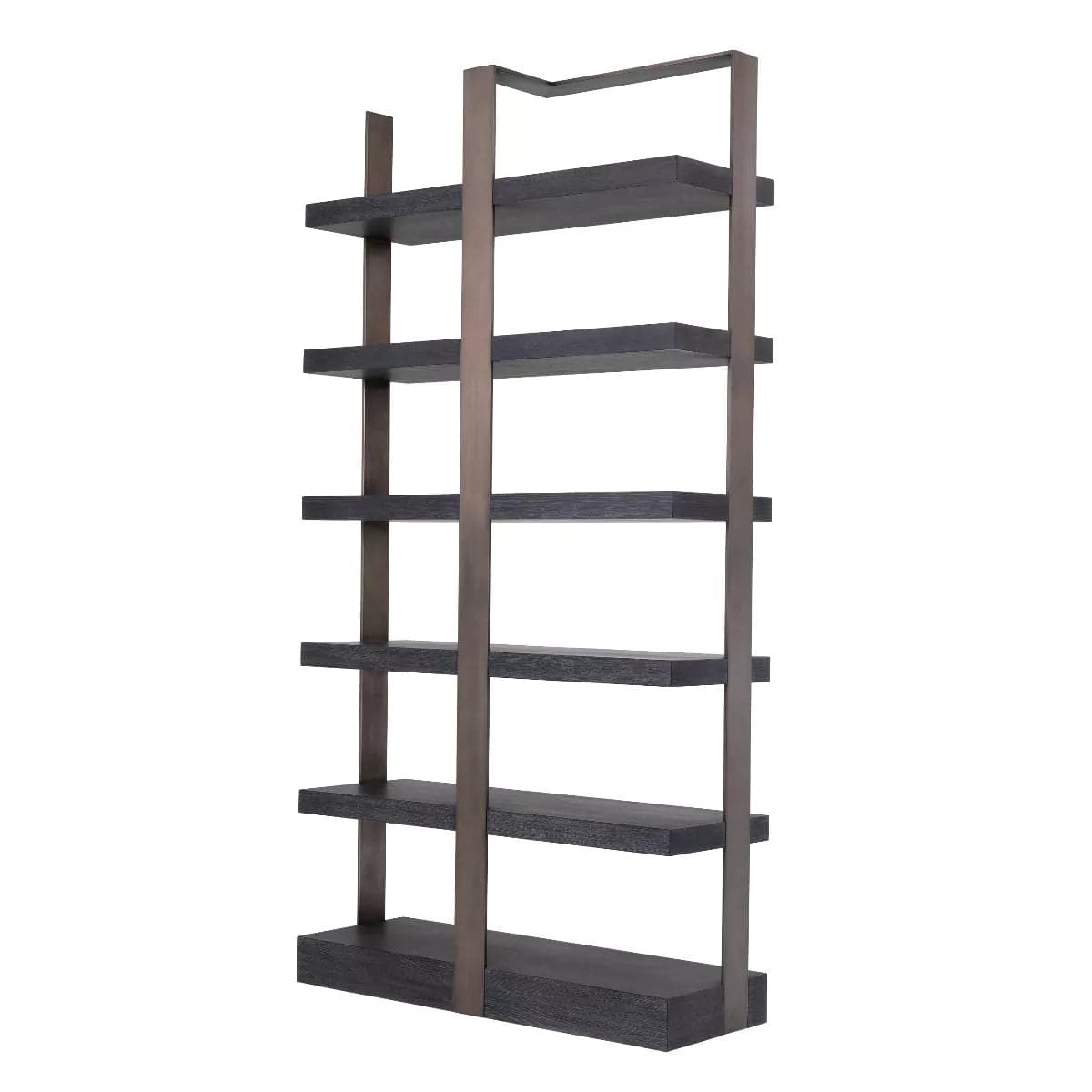 Geo Charcoal Grey Crown Oak & Brushed Brass Etagere