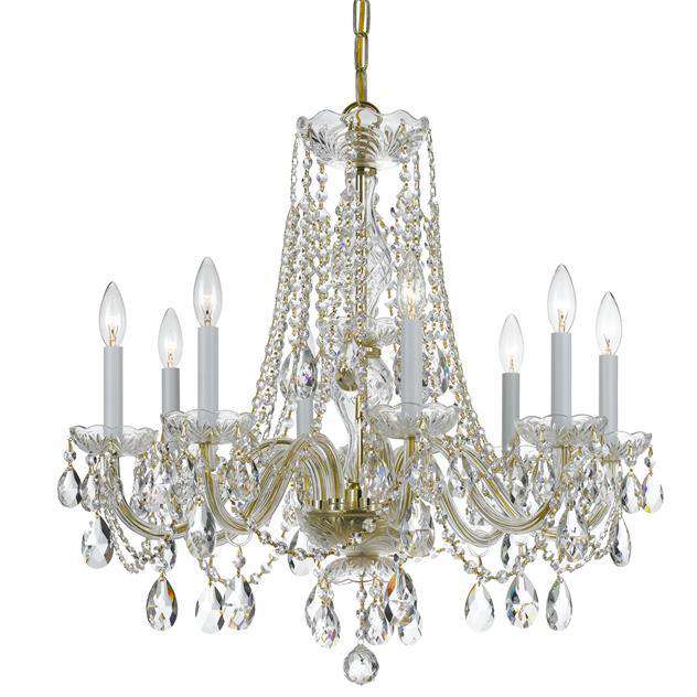 Traditional Crystal 8 Light Chandelier-Crystorama Lighting Company-CRYSTO-1138-PB-CL-MWP-ChandeliersBrass-Clear Crystal-1-France and Son