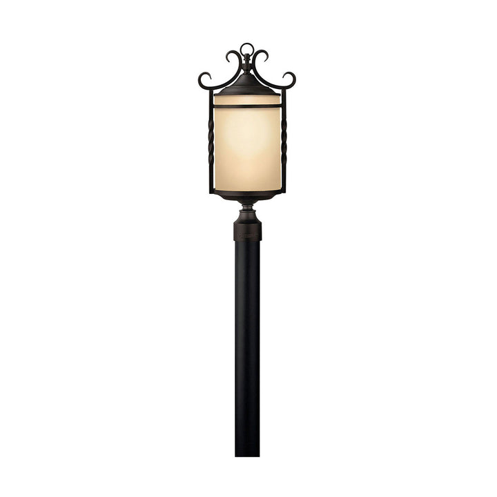 Outdoor Casa Post Lantern- Large-Hinkley Lighting-HINKLEY-1141OL-CL-Outdoor LightingOlde Black with Light Etched Amber-1-France and Son
