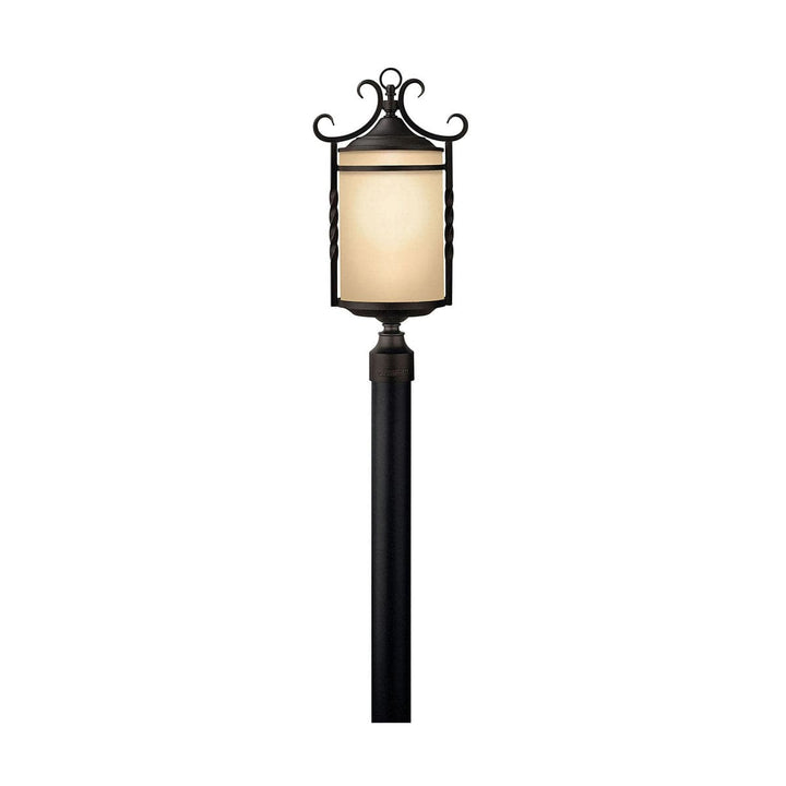 Outdoor Casa Post Lantern- Large-Hinkley Lighting-HINKLEY-1141OL-CL-Outdoor LightingOlde Black with Light Etched Amber-1-France and Son