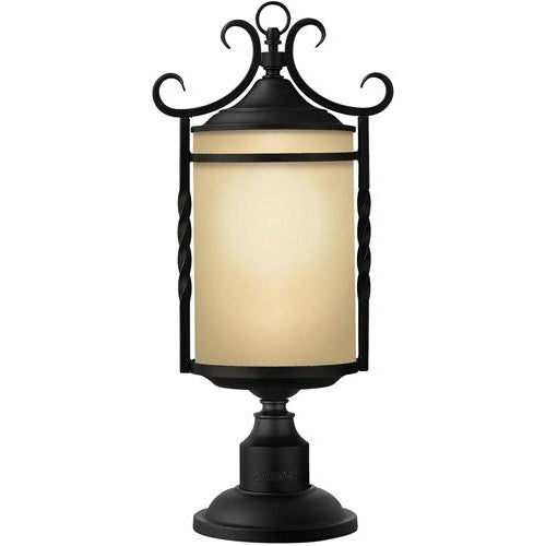 Outdoor Casa Post Lantern- Large-Hinkley Lighting-HINKLEY-1141OL-CL-Outdoor LightingOlde Black with Light Etched Amber-2-France and Son
