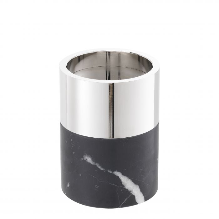 Candle Holder Sierra Black Marble Nickel Finish Set of 3-Eichholtz-Eichholtz-114540-Decor-5-France and Son
