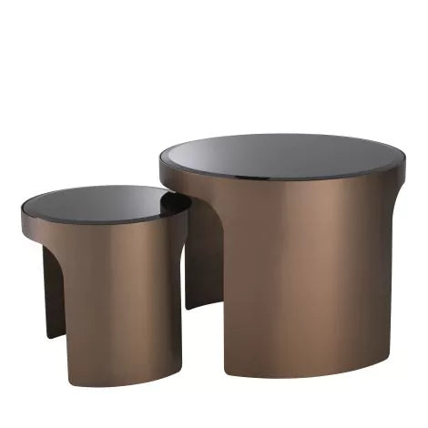 Side Table Piemonte brushed copper finish set of 2-Eichholtz-EICHHOLTZ-115053-Side Tables-2-France and Son