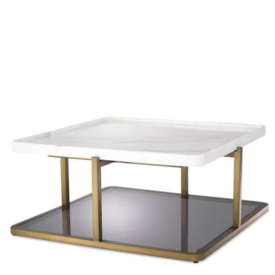 Coffee Table Grant br brass finish white marble-Eichholtz-EICHHOLTZ-115141-Coffee Tables-1-France and Son