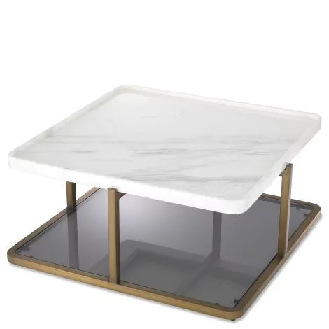 Coffee Table Grant br brass finish white marble-Eichholtz-EICHHOLTZ-115141-Coffee Tables-2-France and Son