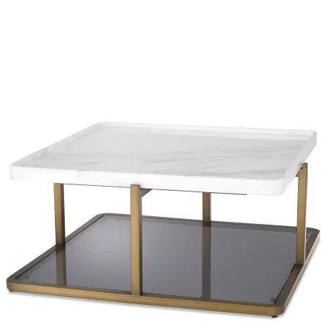 Coffee Table Grant br brass finish white marble-Eichholtz-EICHHOLTZ-115141-Coffee Tables-3-France and Son