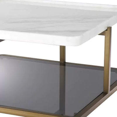 Coffee Table Grant br brass finish white marble-Eichholtz-EICHHOLTZ-115141-Coffee Tables-4-France and Son