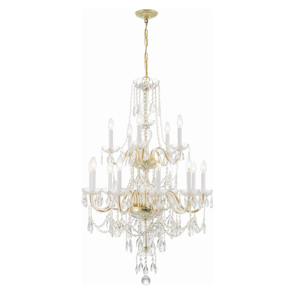 Traditional Crystal 15 Light Chandelier-Crystorama Lighting Company-CRYSTO-1155-PB-CL-MWP-ChandeliersPolished Brass-5-France and Son