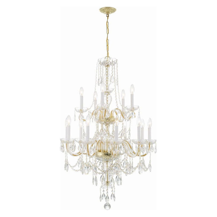 Traditional Crystal 15 Light Chandelier-Crystorama Lighting Company-CRYSTO-1155-PB-CL-MWP-ChandeliersPolished Brass-5-France and Son