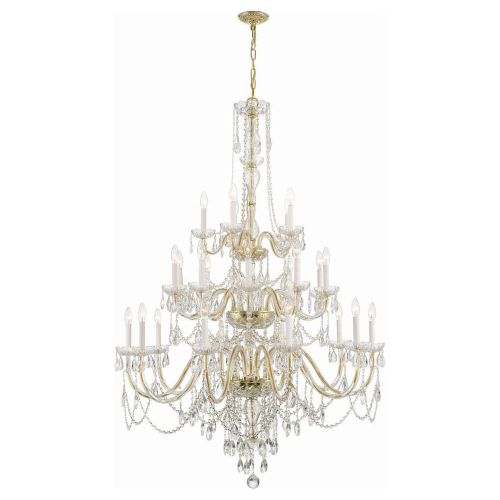 Traditional Crystal 25 Light Chandelier-Crystorama Lighting Company-CRYSTO-1156-PB-CL-MWP-ChandeliersPolished Brass-2-France and Son