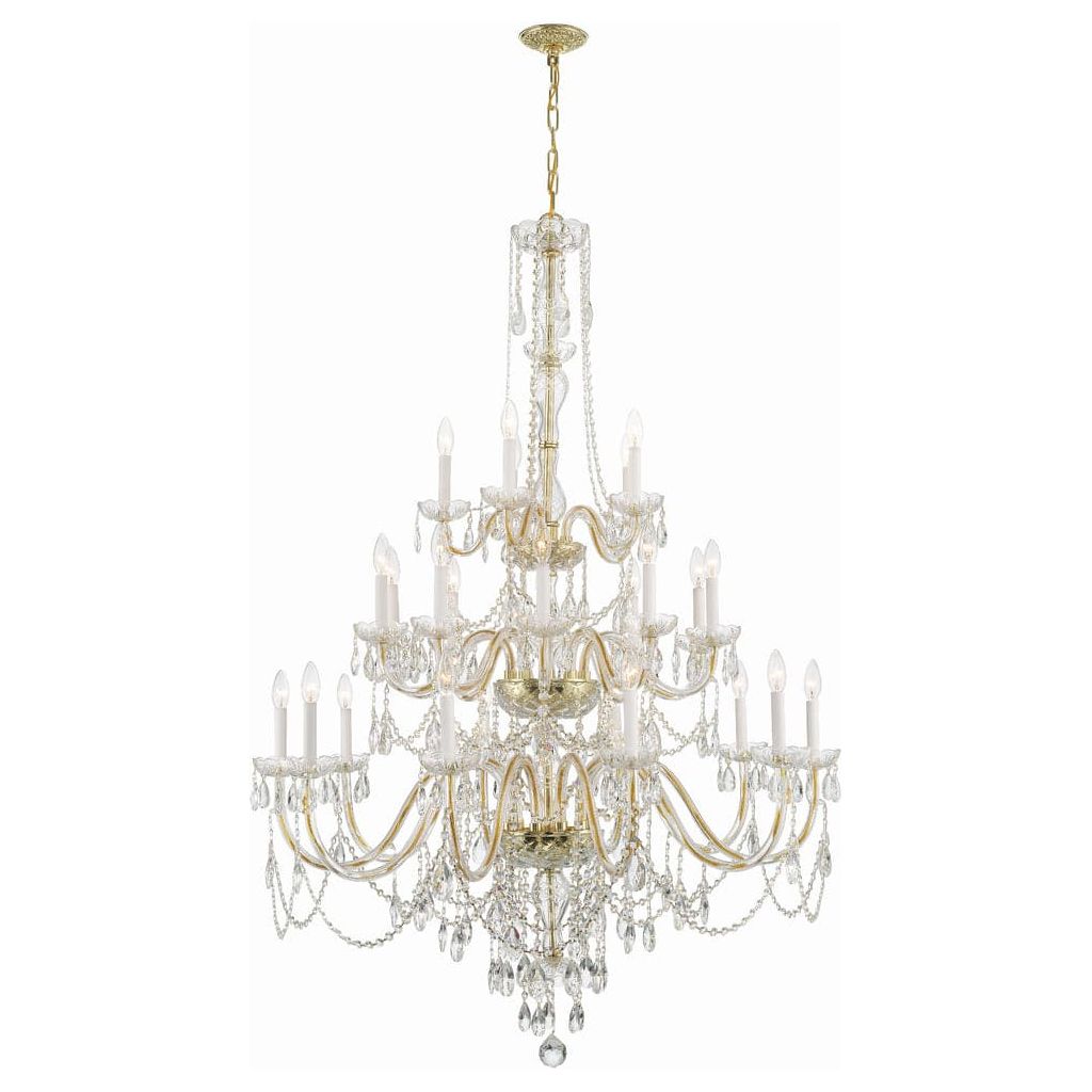 Traditional Crystal 25 Light Chandelier-Crystorama Lighting Company-CRYSTO-1156-PB-CL-MWP-ChandeliersPolished Brass-2-France and Son