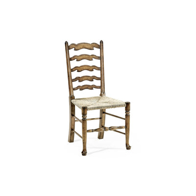 Country Ladderback Dining Side Chair with Rushed Seat-Jonathan Charles-JCHARLES-492296-SC-DTM-Dining ChairsMedium Driftwood-1-France and Son