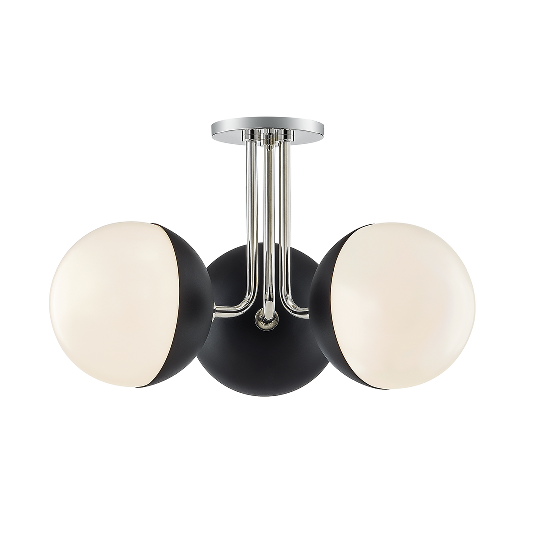 Renee 3 Light Semi Flush-Mitzi-HVL-H344603-PN/BK-Flush MountsPolished Nickel / Black-3-France and Son