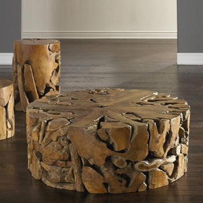 Teak Slice Coffee Table, Round-Phillips Collection-PHIL-ID65143-Coffee Tables-2-France and Son