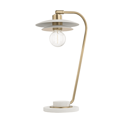 Milla 1 Light Table Lamp With A Concrete Base-Mitzi-HVL-HL175201-AGB/WH-Table LampsAged Brass-1-France and Son