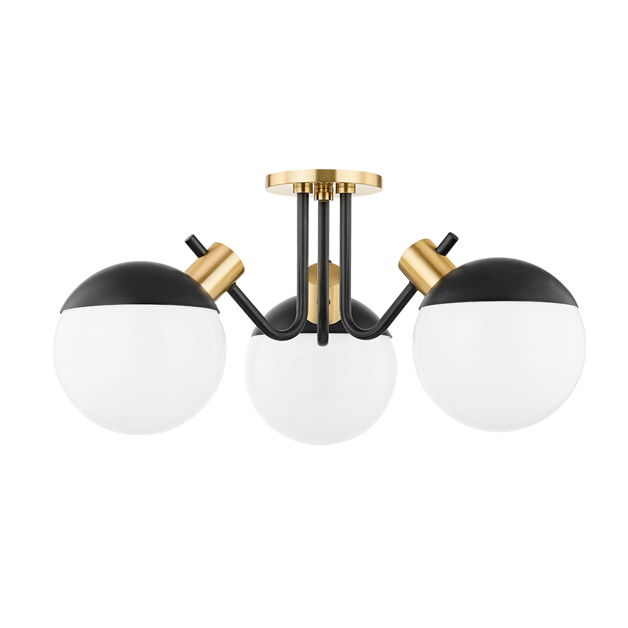 Miranda 3 Light Semi Flush-Mitzi-HVL-H573603-AGB/SBK-Outdoor Flush MountsAged Brass-1-France and Son