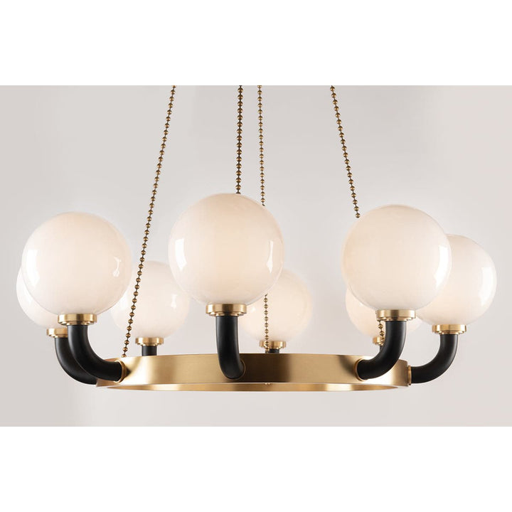 Werner Black Pendant 8 Lamp Aged Brass / Black-Hudson Valley-HVL-3646-AGB/BK-Pendants-5-France and Son