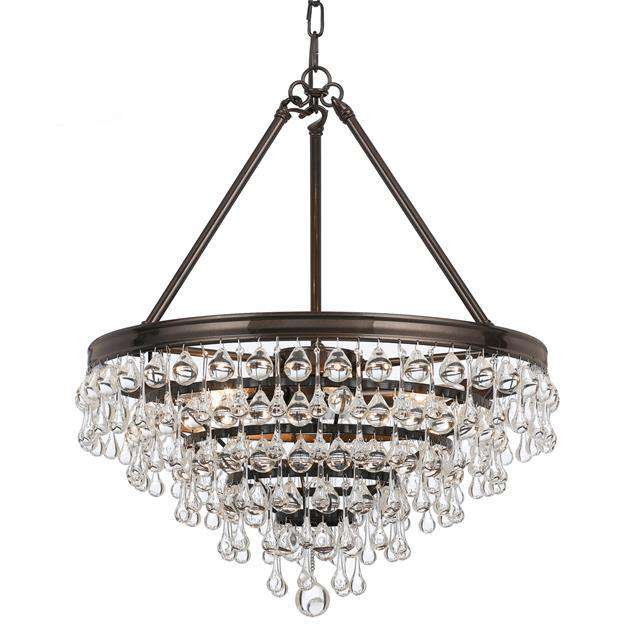 Calypso 6 Light Crystal Teardrop Chandelier-Crystorama Lighting Company-CRYSTO-136-VZ-ChandeliersVibrant Bronze-1-France and Son