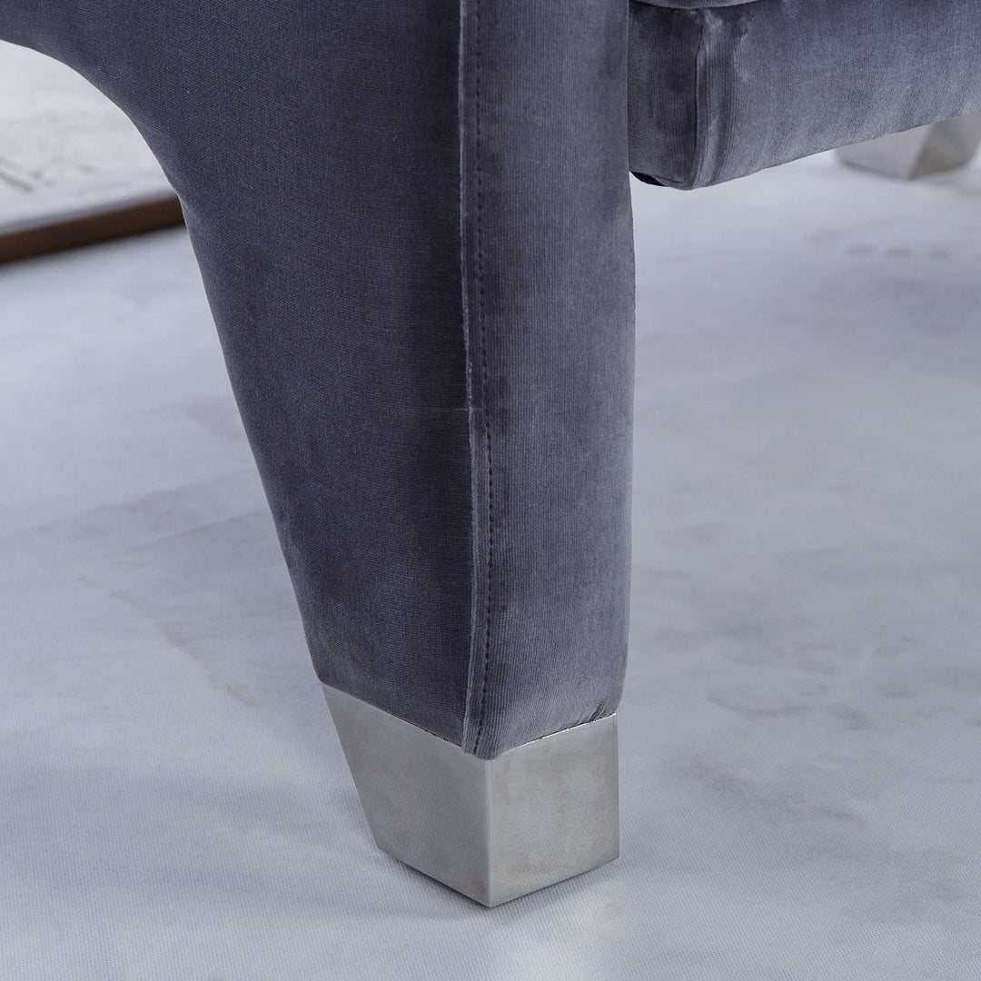 Kelly Hoppen Lyndon Ottoman - Vadit Dark Grey Fabric
