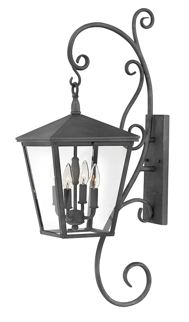 Outdoor Trellis - Large Wall Mount Lantern with Scroll-Hinkley Lighting-HINKLEY-1436DZ-Outdoor Wall SconcesAged Zinc-2-France and Son