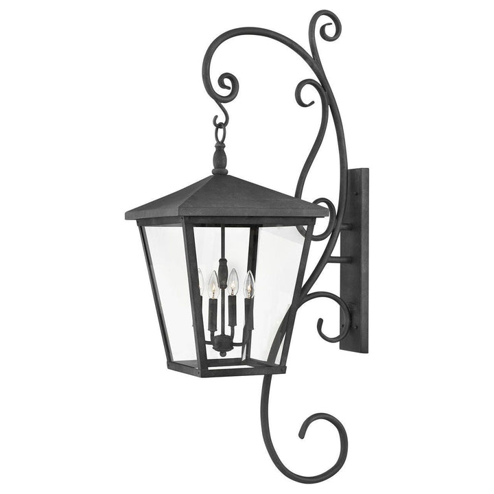 Trellis Extra Large Wall Mount Lantern with Scroll-Hinkley Lighting-HINKLEY-1439DZ-Flush MountsAged Zinc-NON LED-3-France and Son