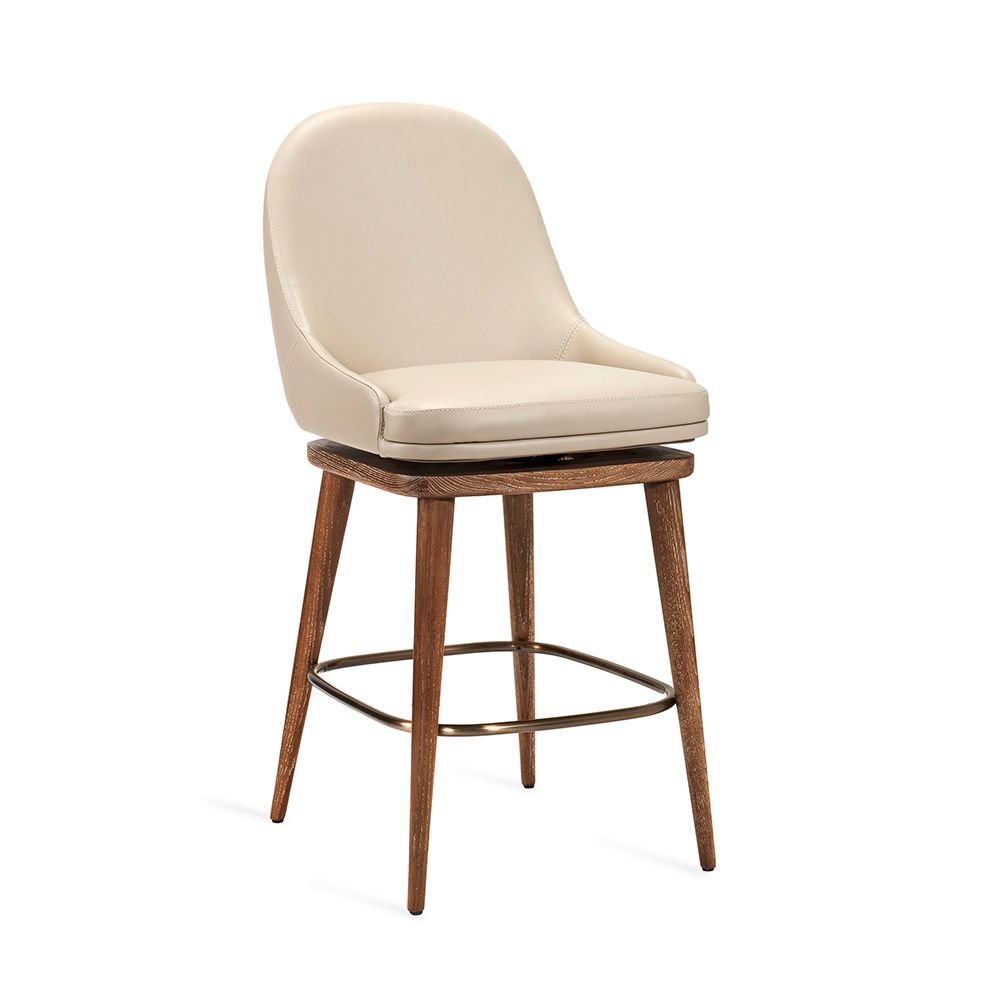 Harper Swivel Counter Stool-Interlude-INTER-145206-Outdoor StoolsCream-1-France and Son