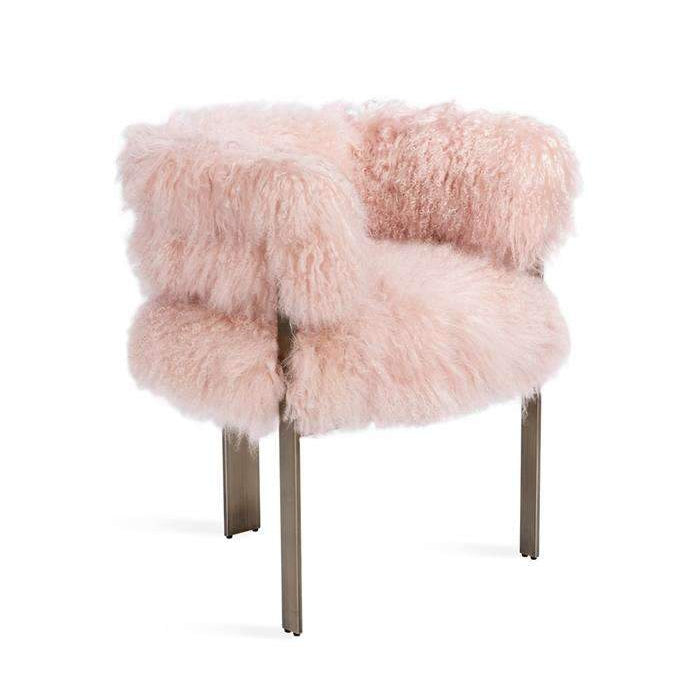 Darcy Dining Sheepskin Chair-Interlude-INTER-148162-Dining ChairsBlush-1-France and Son